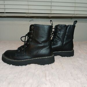 Sincerely Jules Black Combat Moto Boots with Sturdy Soles